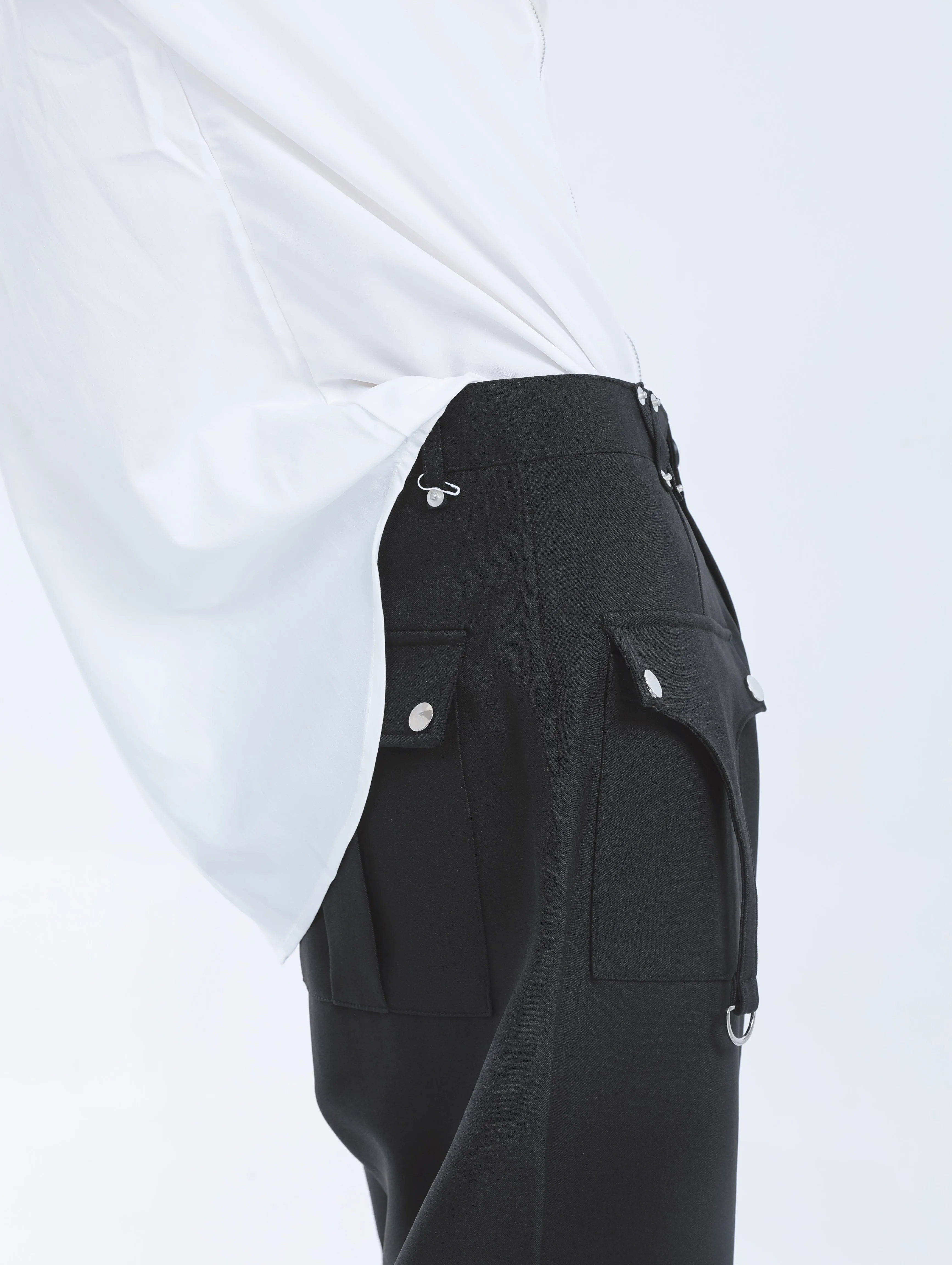 【23s September.】Shoulder Metal Double Zpper Design Shirt   Pants