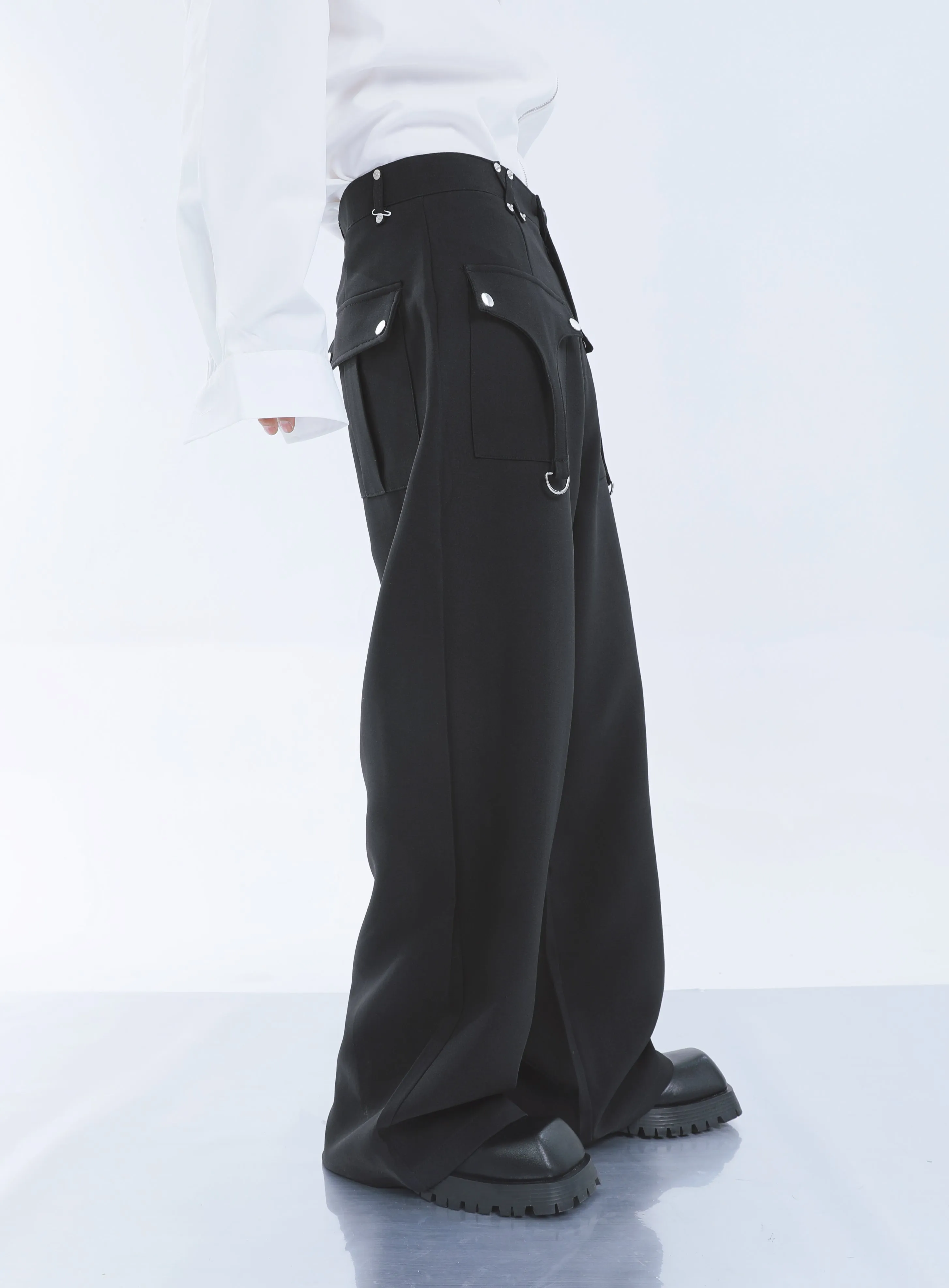 【23s September.】Shoulder Metal Double Zpper Design Shirt   Pants
