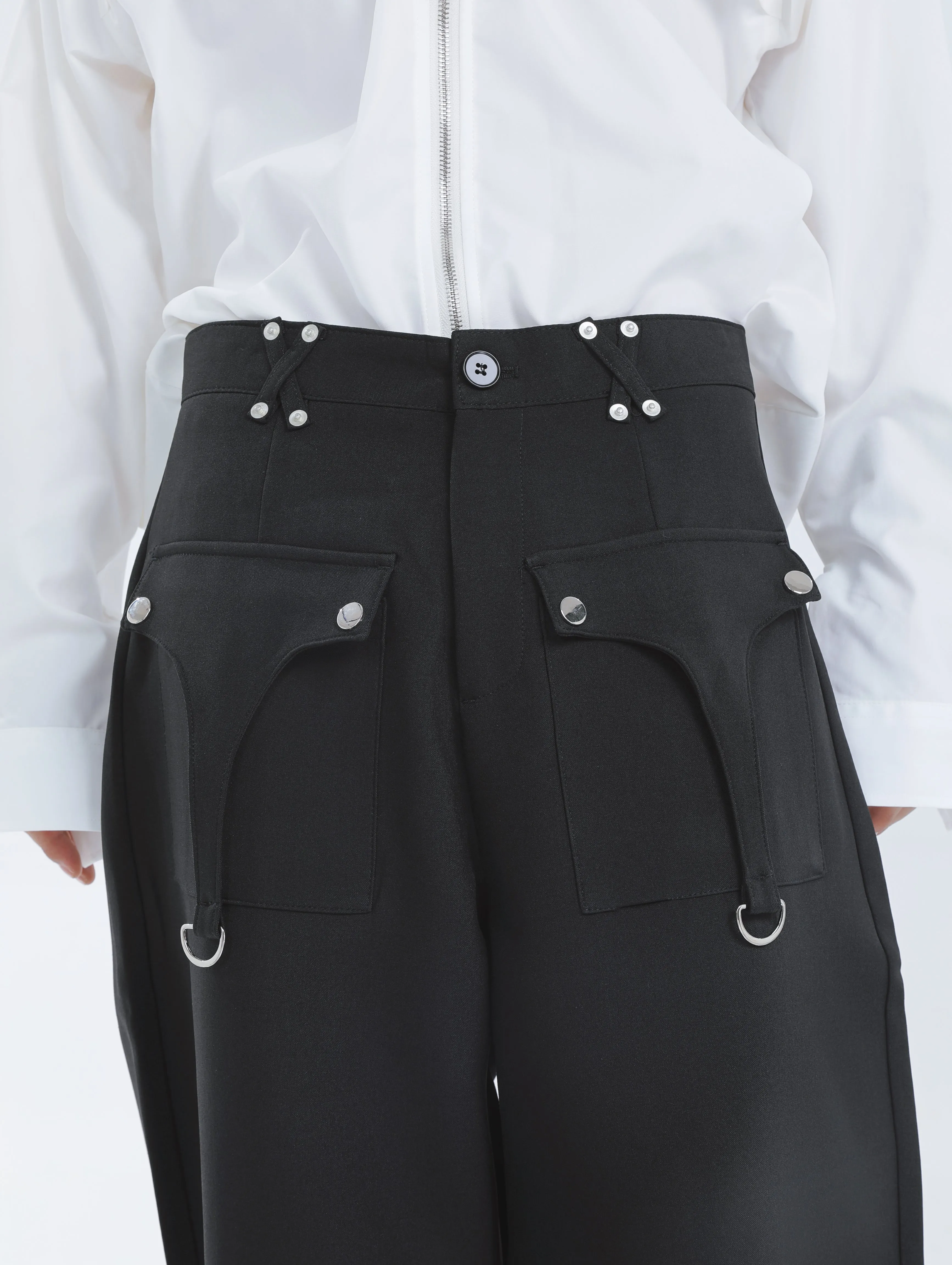 【23s September.】Shoulder Metal Double Zpper Design Shirt   Pants