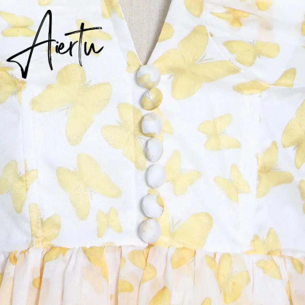 Aiertu Sexy Sling Dress For Women Square Collar Sleeveless High Waist Solid Mini Dresses Female Cltohing Style New