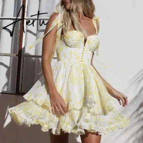 Aiertu Sexy Sling Dress For Women Square Collar Sleeveless High Waist Solid Mini Dresses Female Cltohing Style New