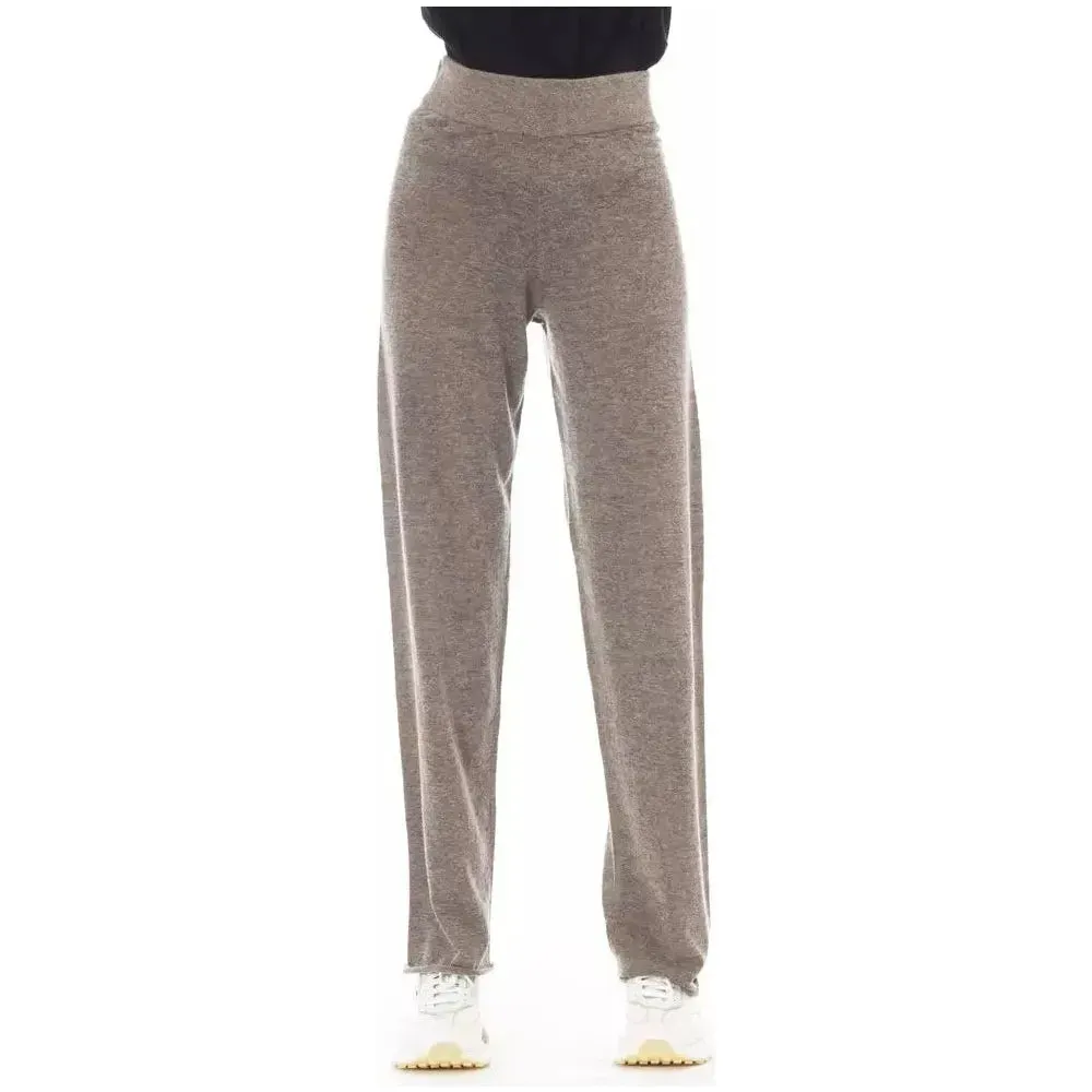 Alpha Studio Brown Wool Women Pants