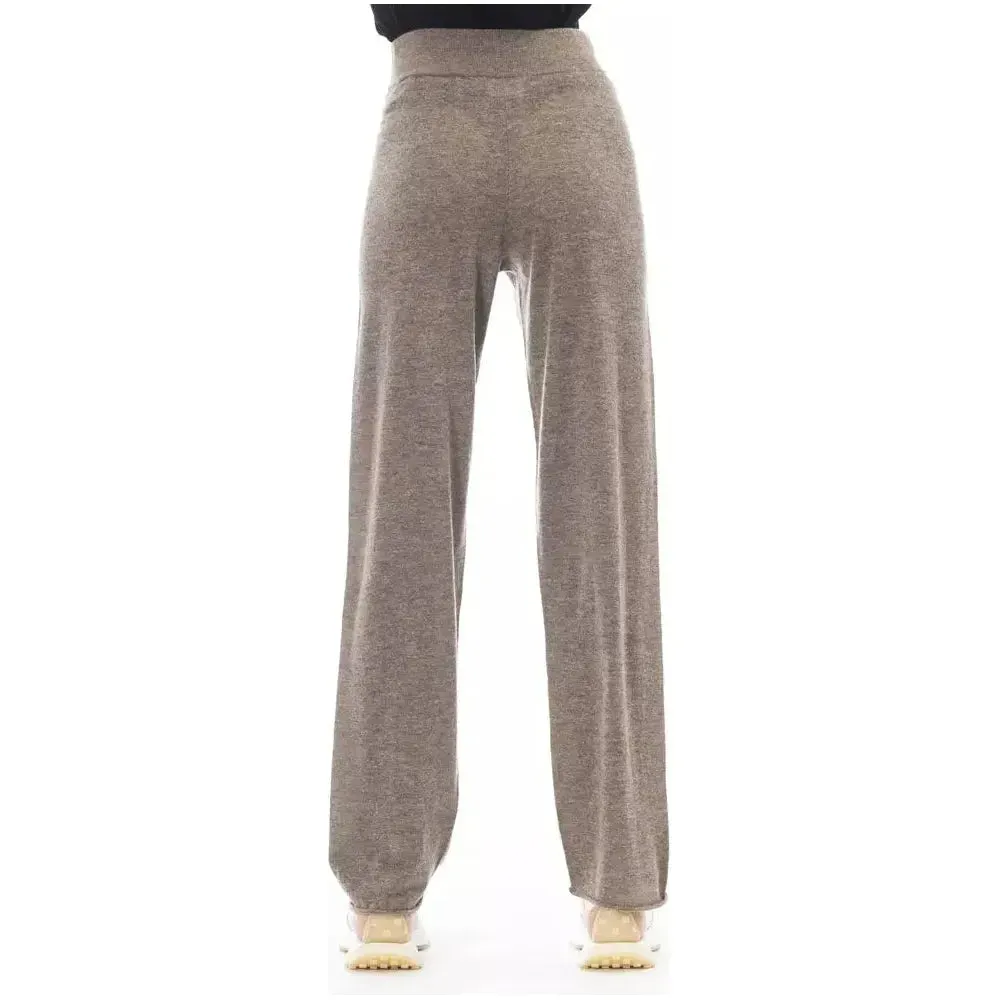 Alpha Studio Brown Wool Women Pants