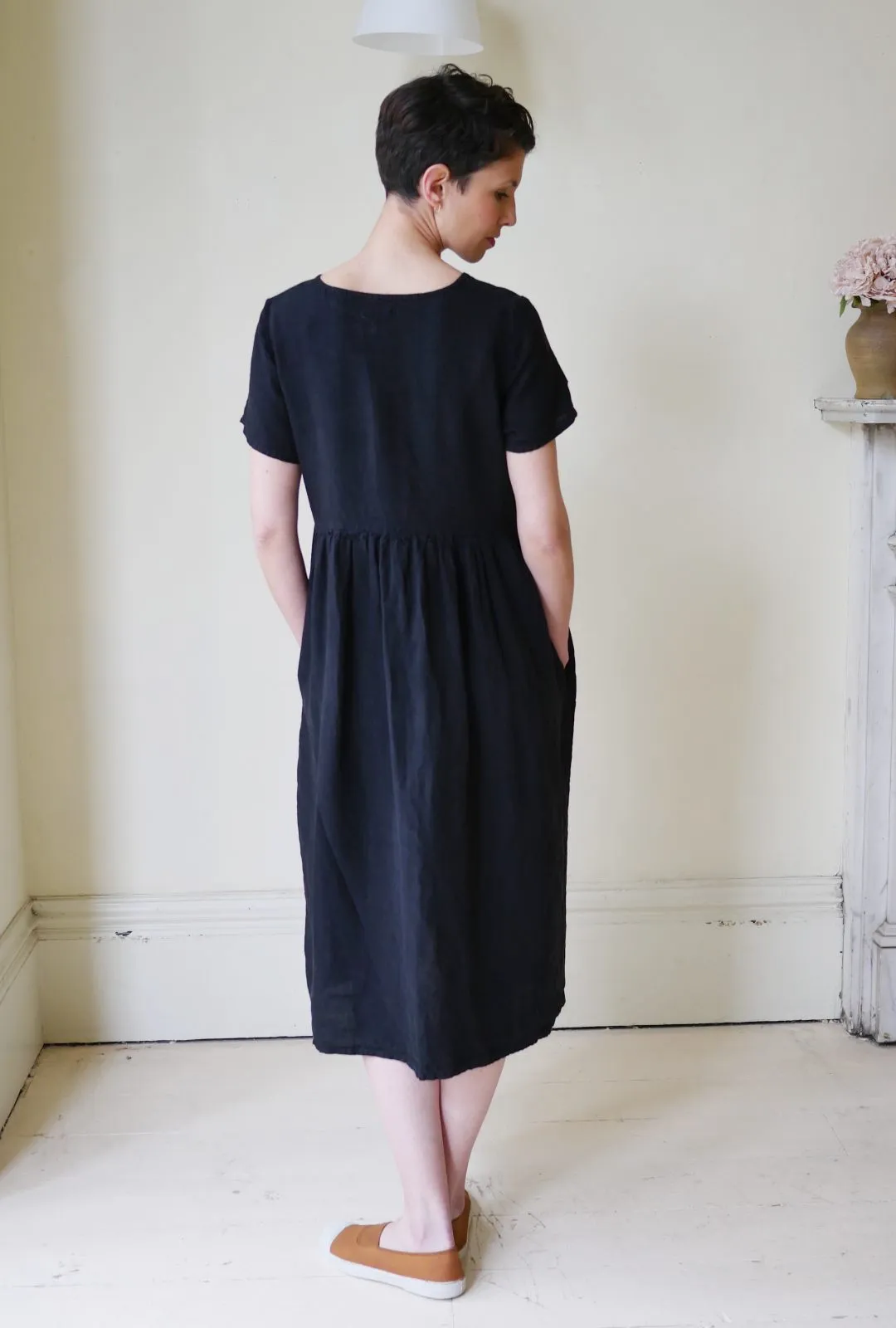 Button Down Linen Dress - Black
