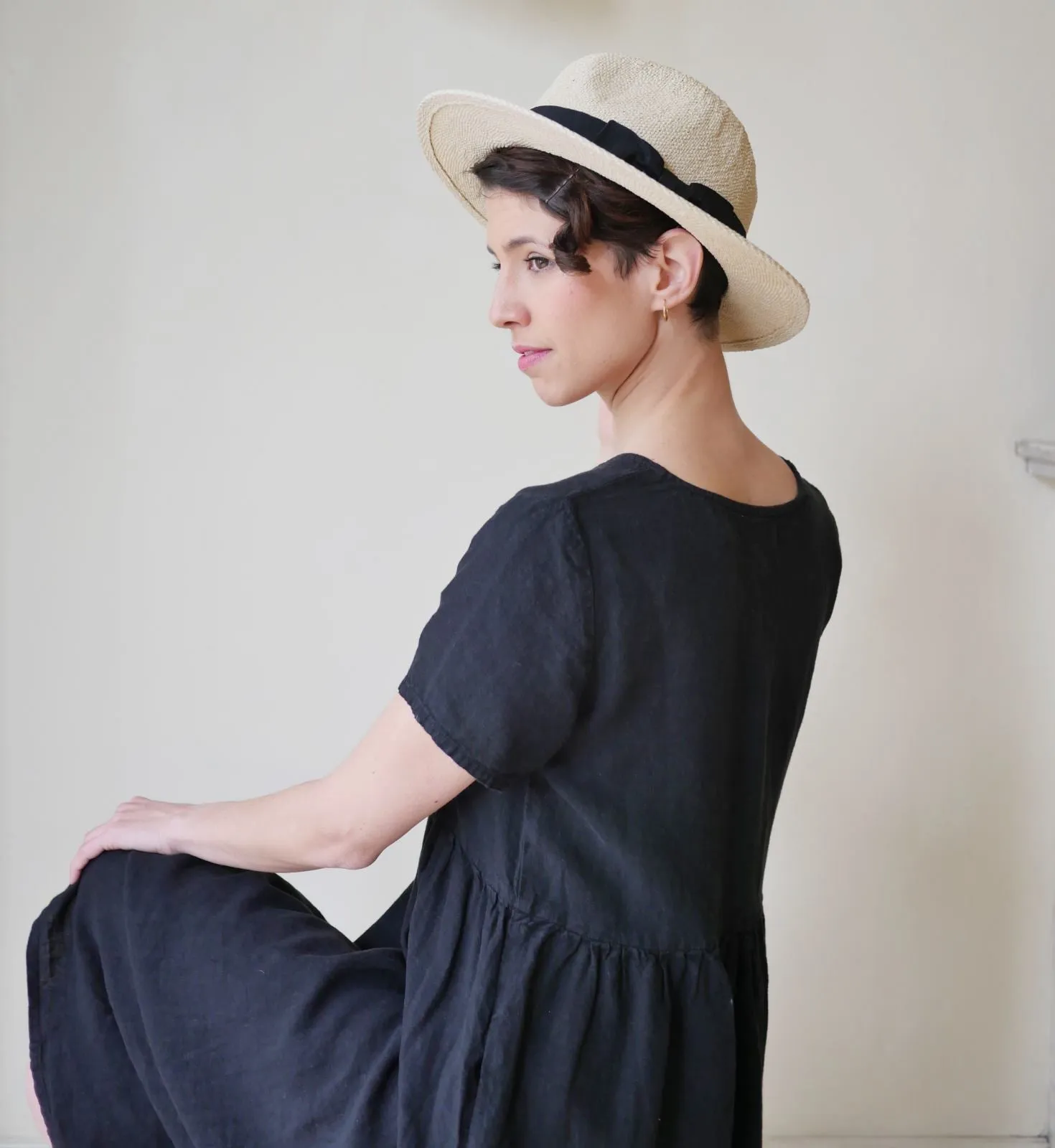 Button Down Linen Dress - Black