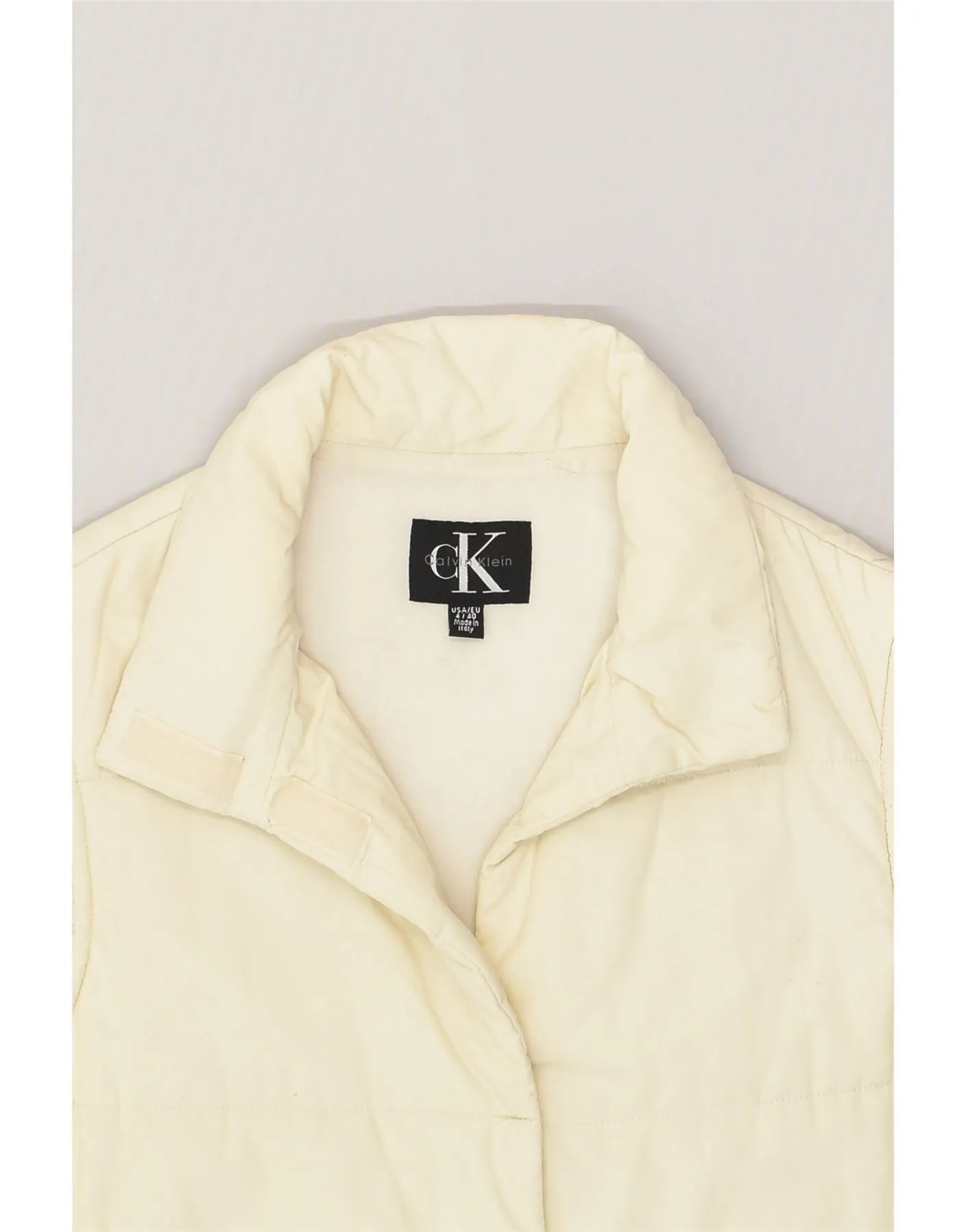 CALVIN KLEIN Womens Padded Gilet EU 40 Medium Off White Polyester