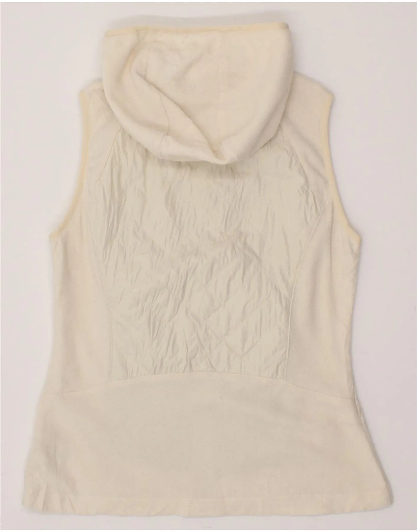 COLUMBIA Womens Hooded Fleece Gilet UK 10 Small Off White Polyester