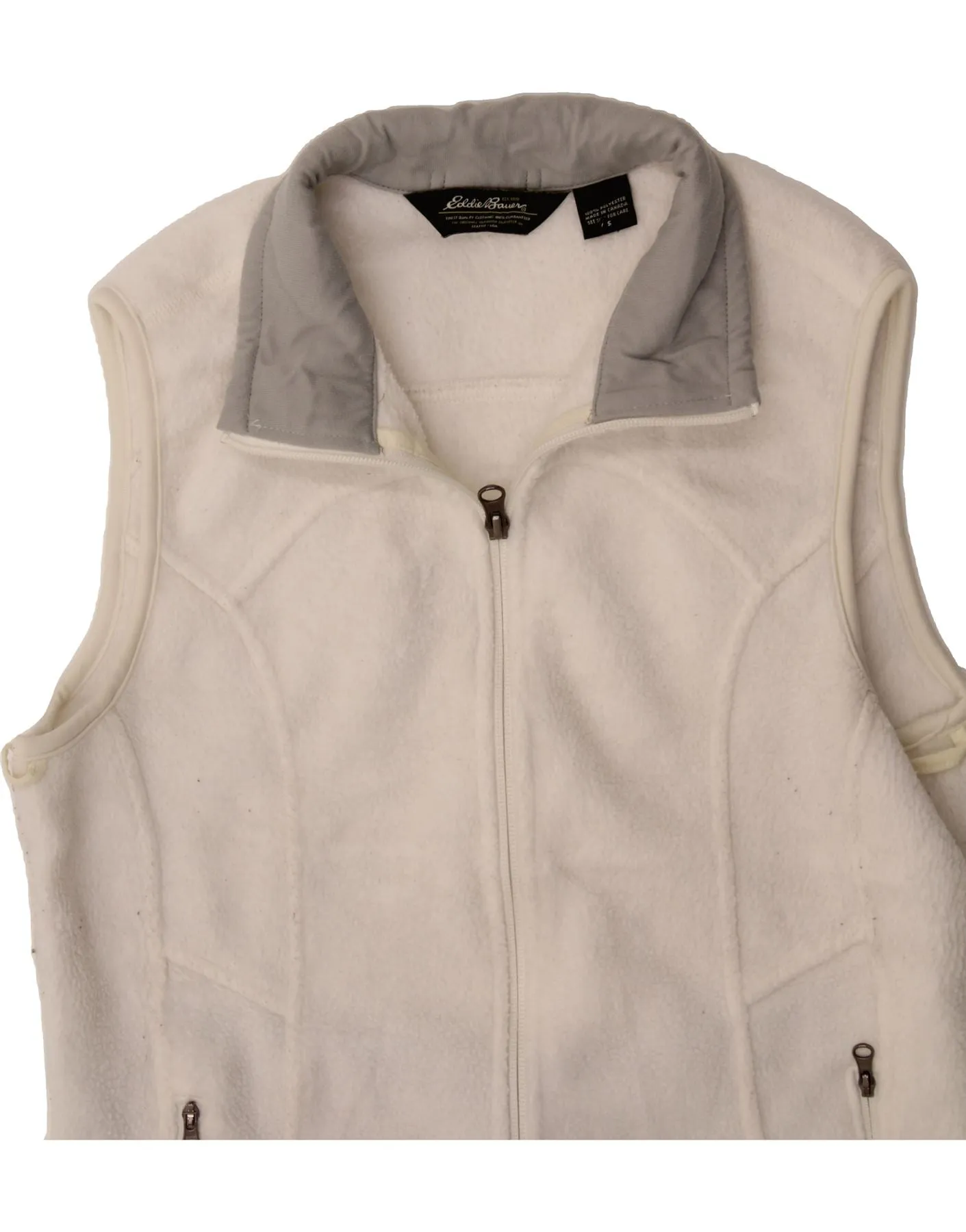 EDDIE BAUER Womens Fleece Gilet UK 8 Small White Polyester