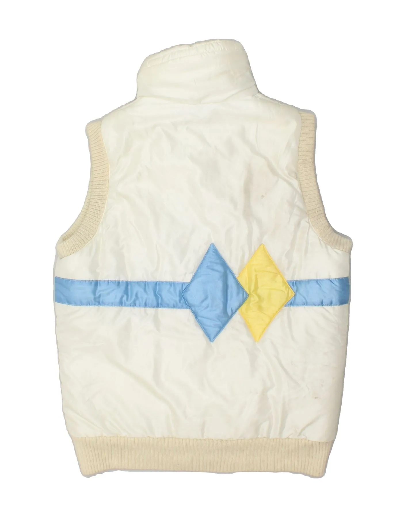 ELLESSE Womens Graphic Padded Gilet IT 48 XL White Geometric Nylon