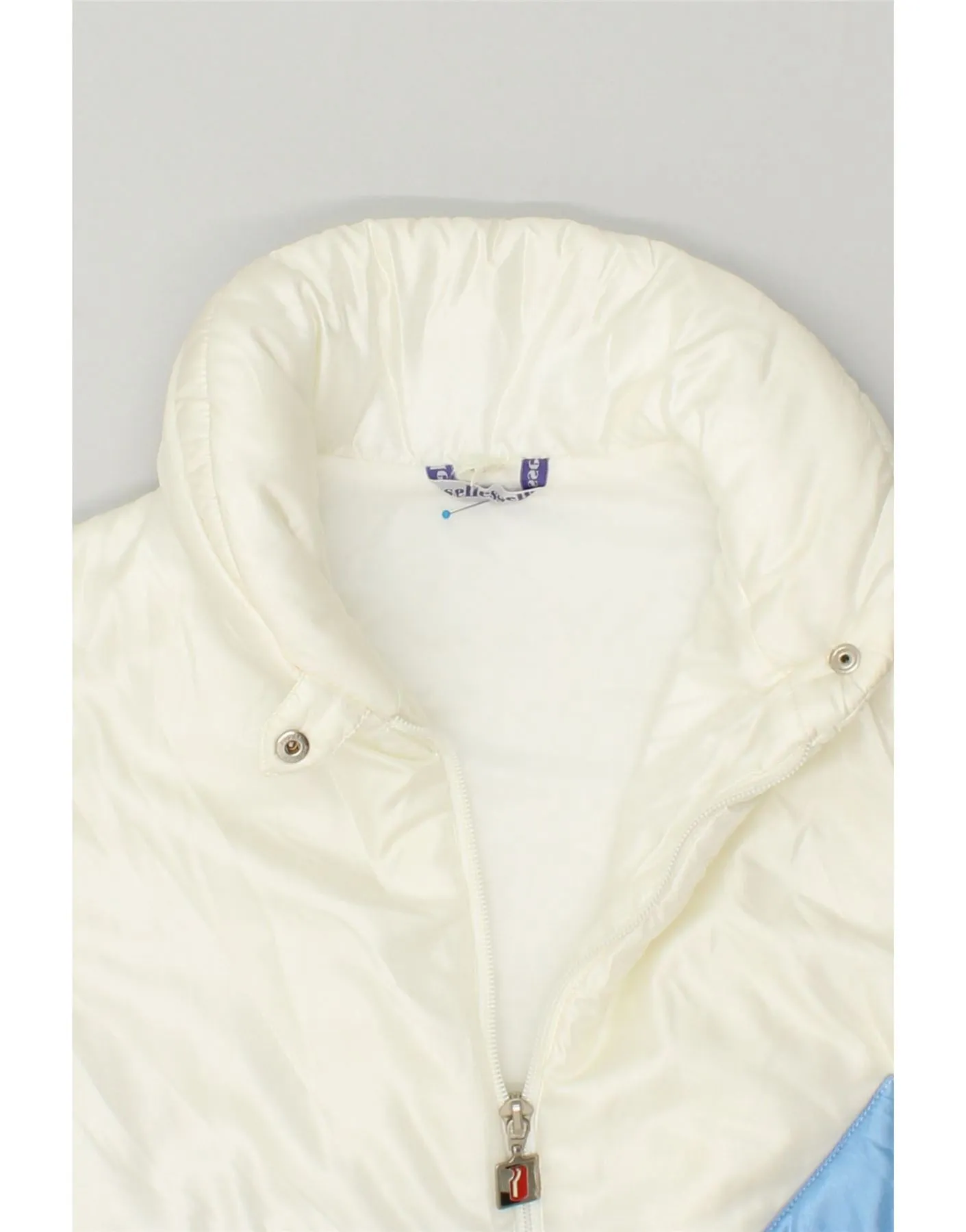 ELLESSE Womens Graphic Padded Gilet IT 48 XL White Geometric Nylon