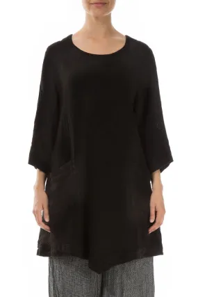 Evergreen Black Mélange Linen Tunic
