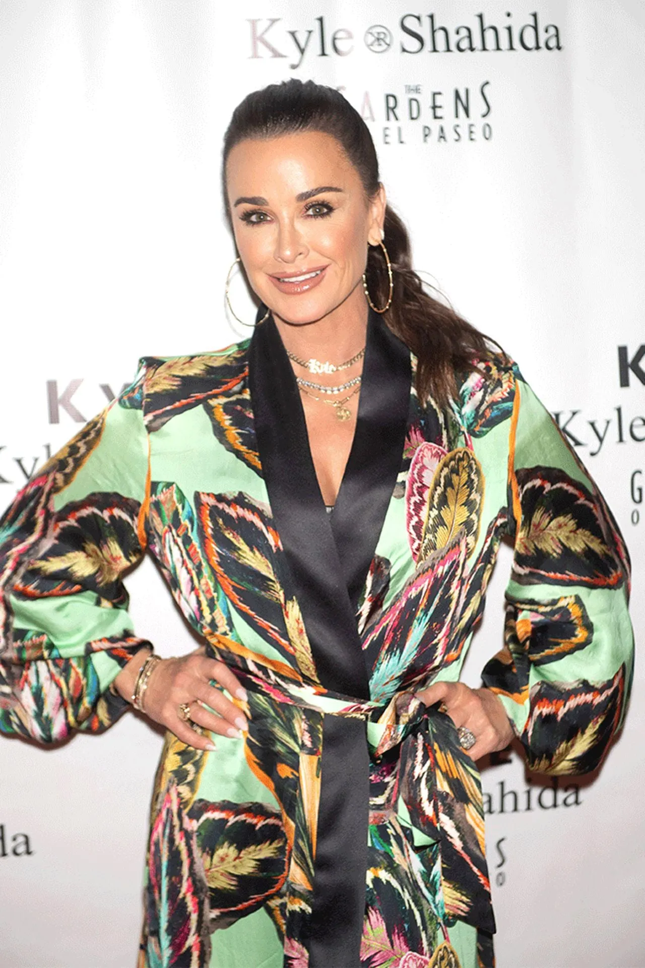 Kyle Leaf Print Robe Dress on Rhobh