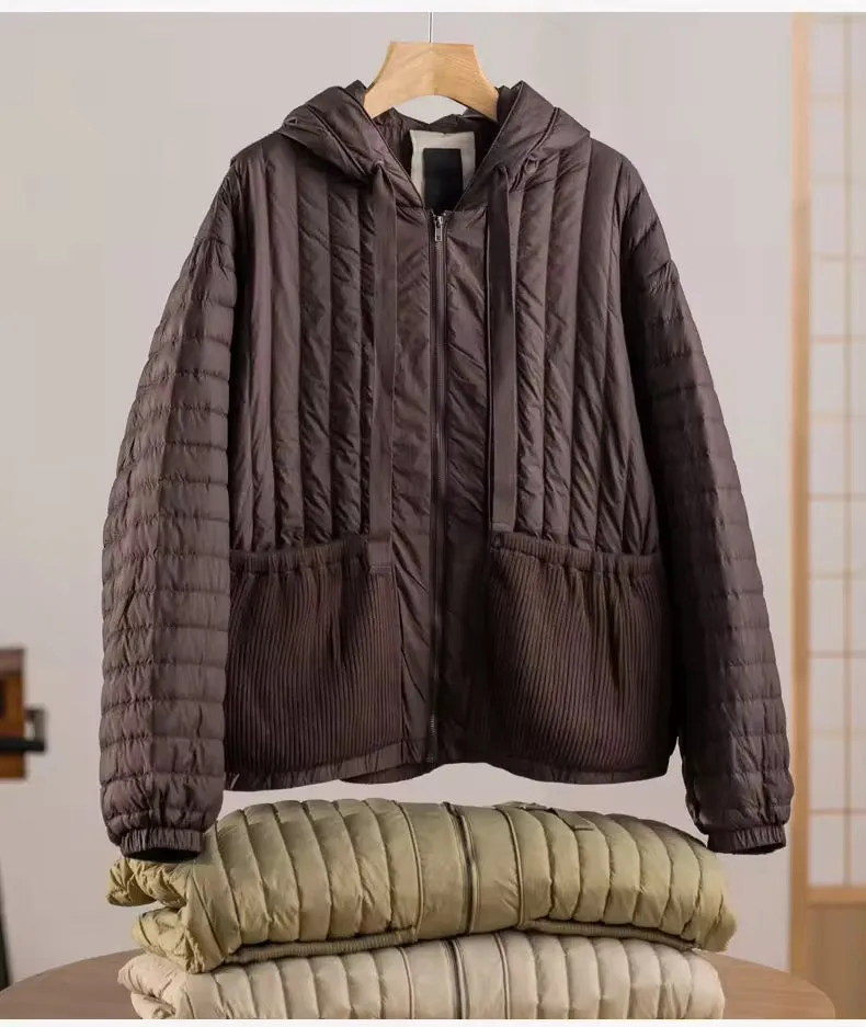 Lightweight Autumn Hooded Duck Down Jacket for Women