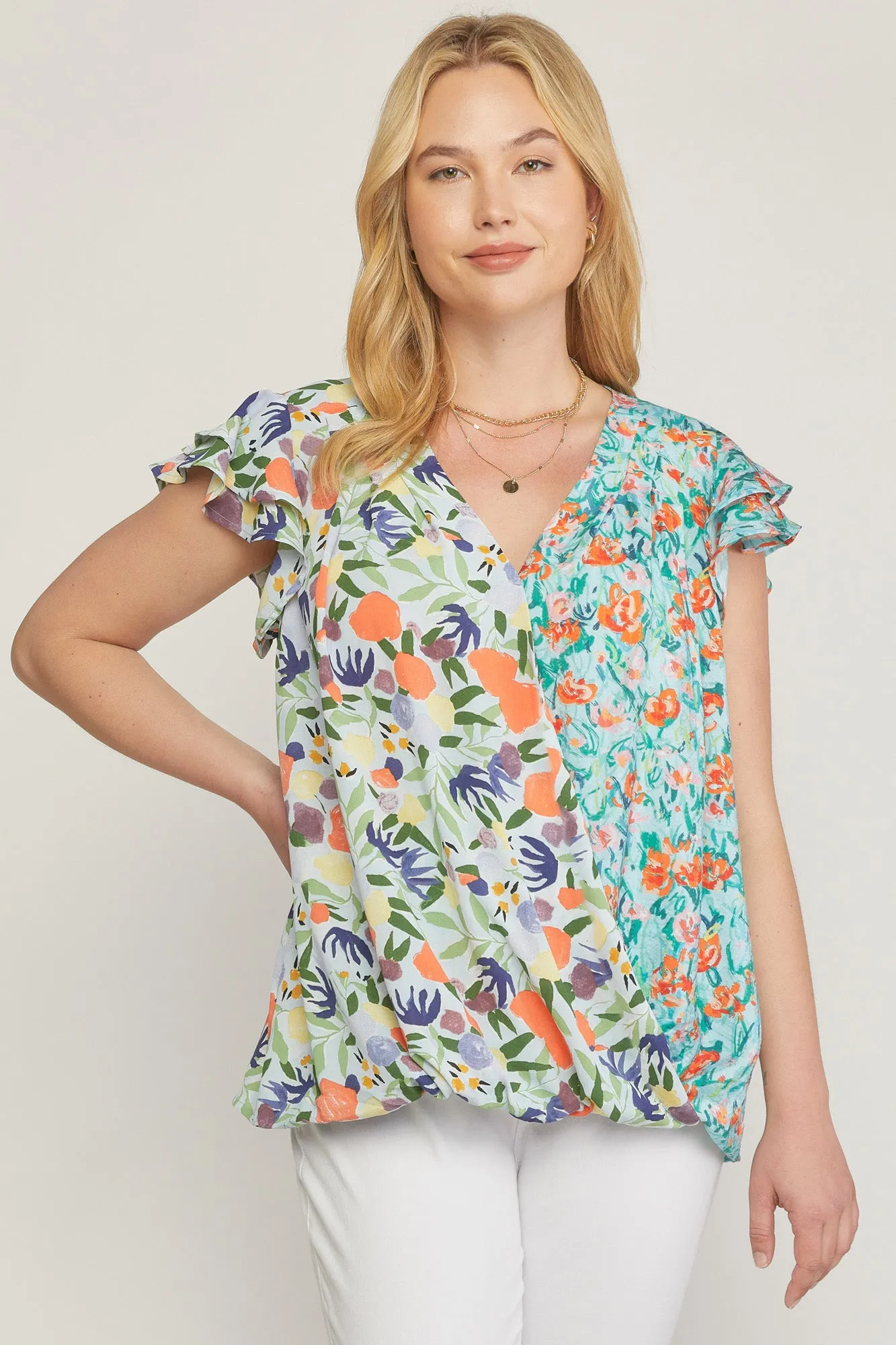 Multi-Print Surplice Top