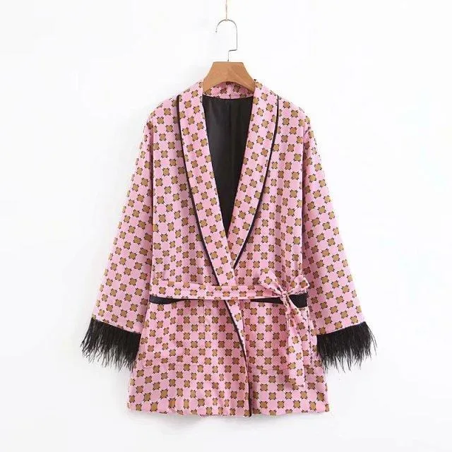 Premium Feather Kimono Suit