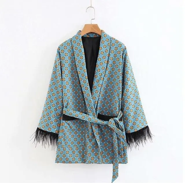 Premium Feather Kimono Suit