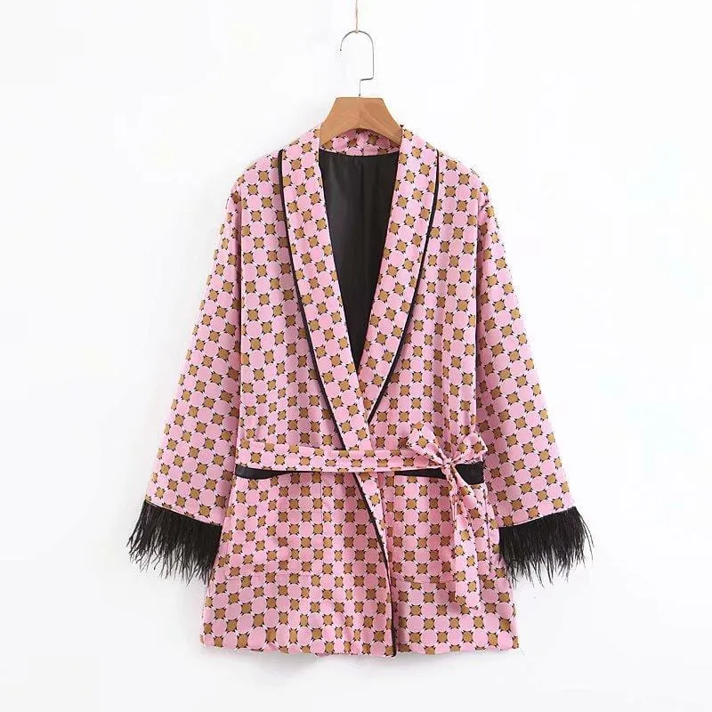 Premium Feather Kimono Suit