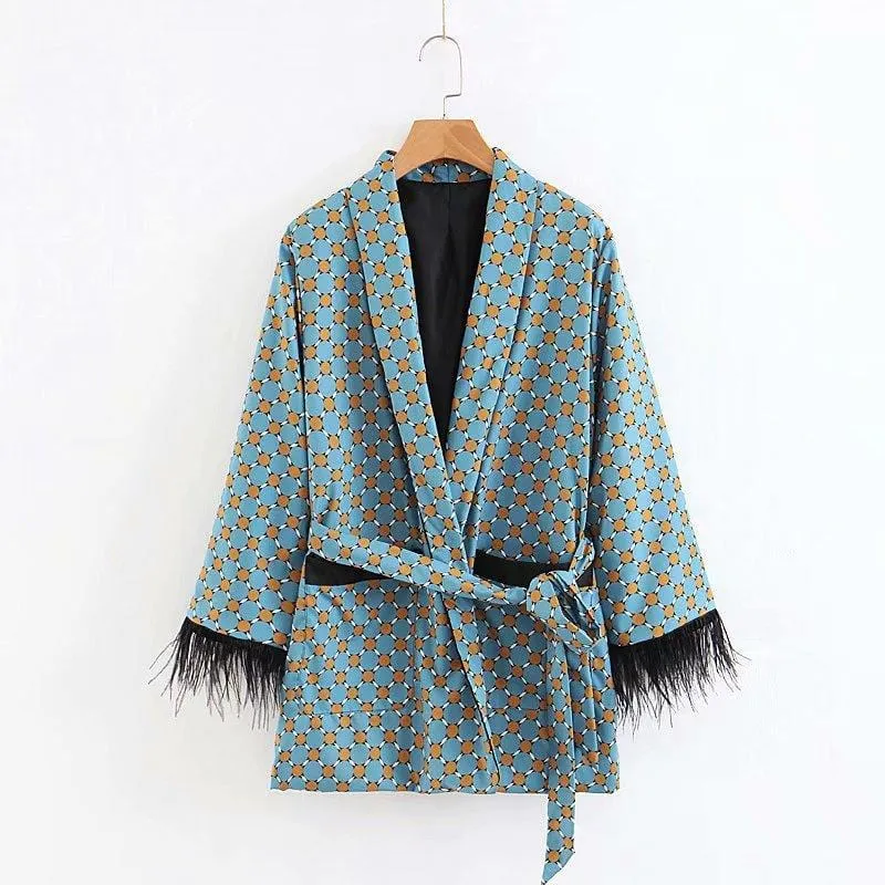 Premium Feather Kimono Suit