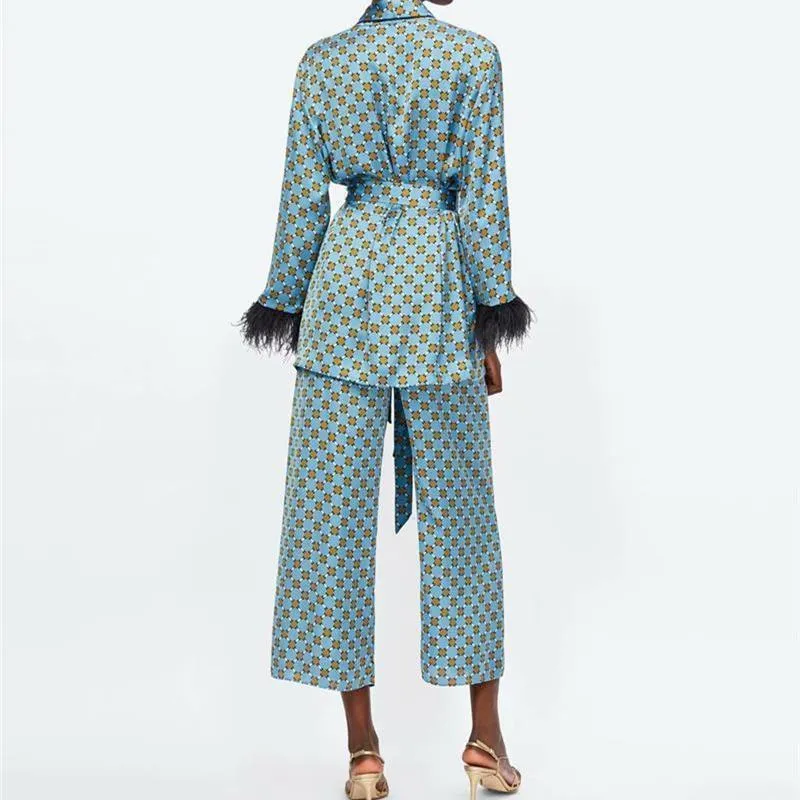 Premium Feather Kimono Suit