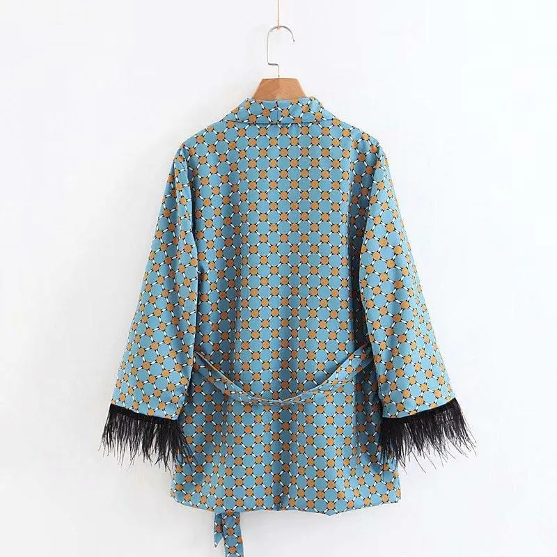 Premium Feather Kimono Suit