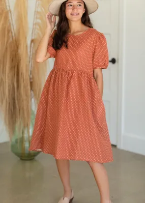 Puff Sleeve Dotted Midi Dress - FINAL SALE