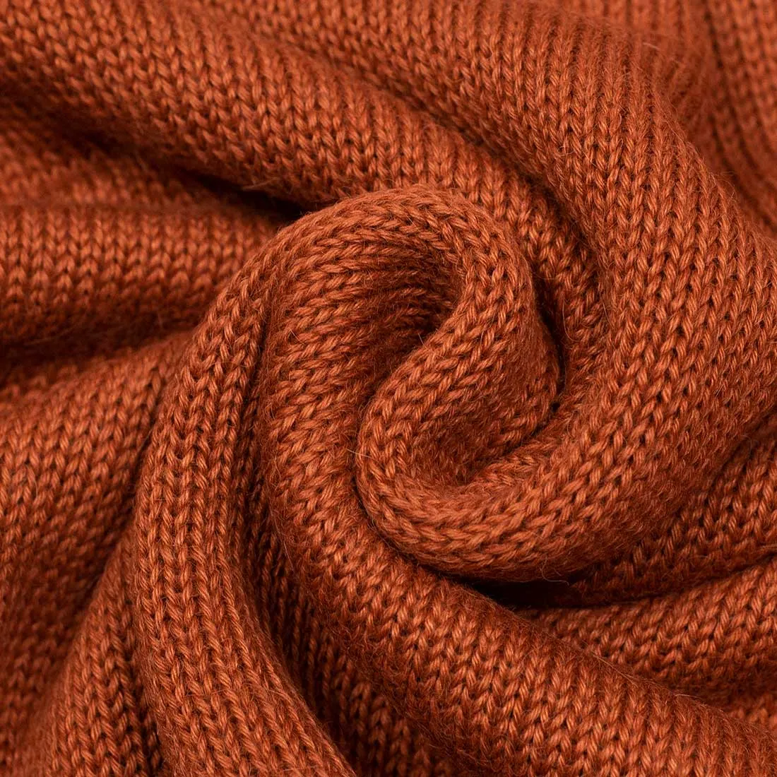 "Omra" burnt orange alpaca & silk rolled edge tunic sweater (Exclusive)