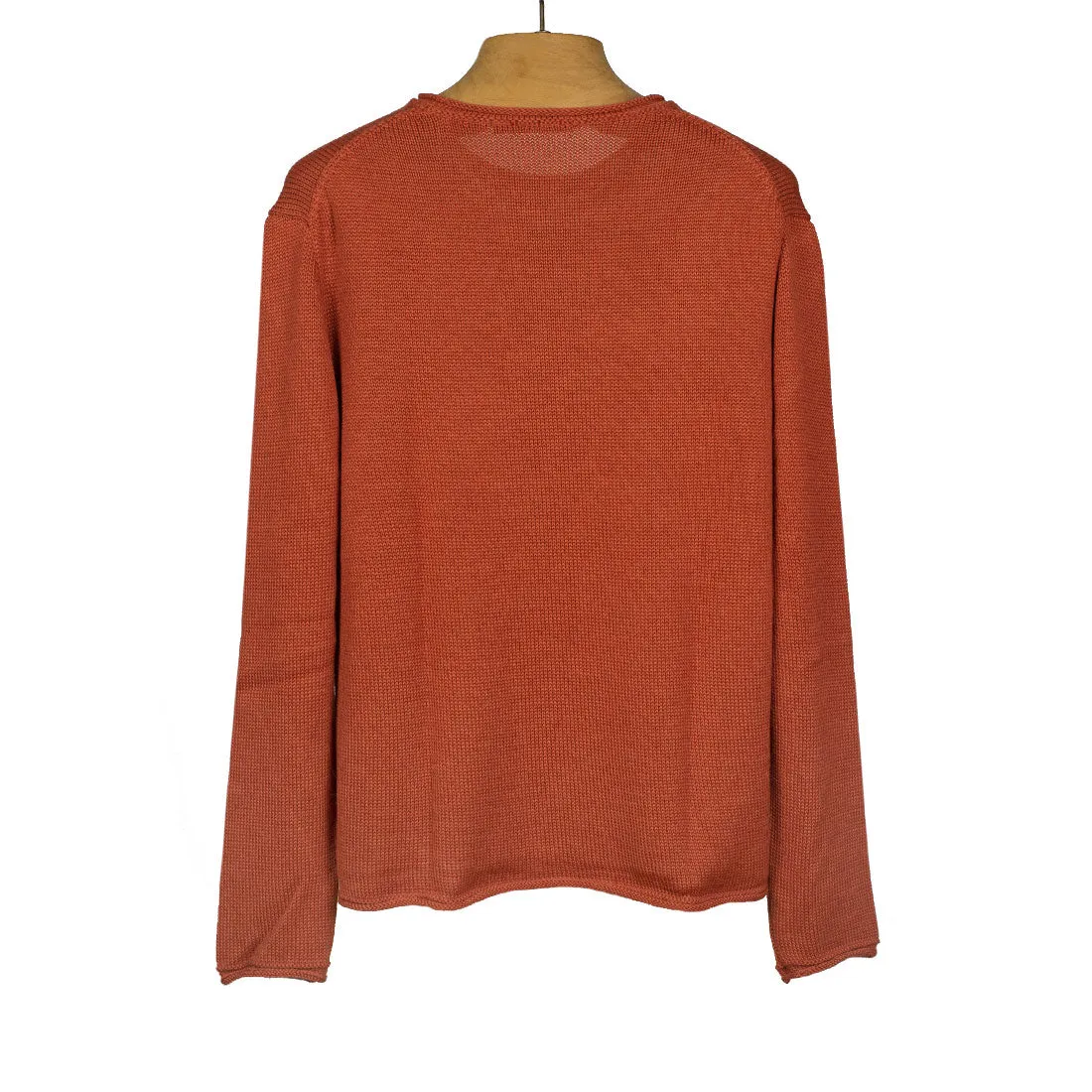 "Omra" burnt orange alpaca & silk rolled edge tunic sweater (Exclusive)