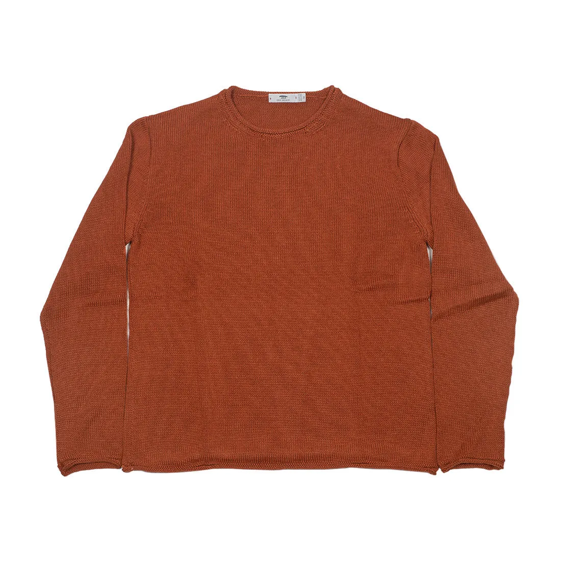 "Omra" burnt orange alpaca & silk rolled edge tunic sweater (Exclusive)