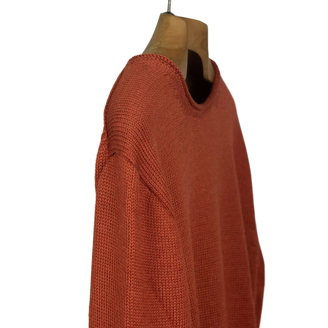 "Omra" burnt orange alpaca & silk rolled edge tunic sweater (Exclusive)