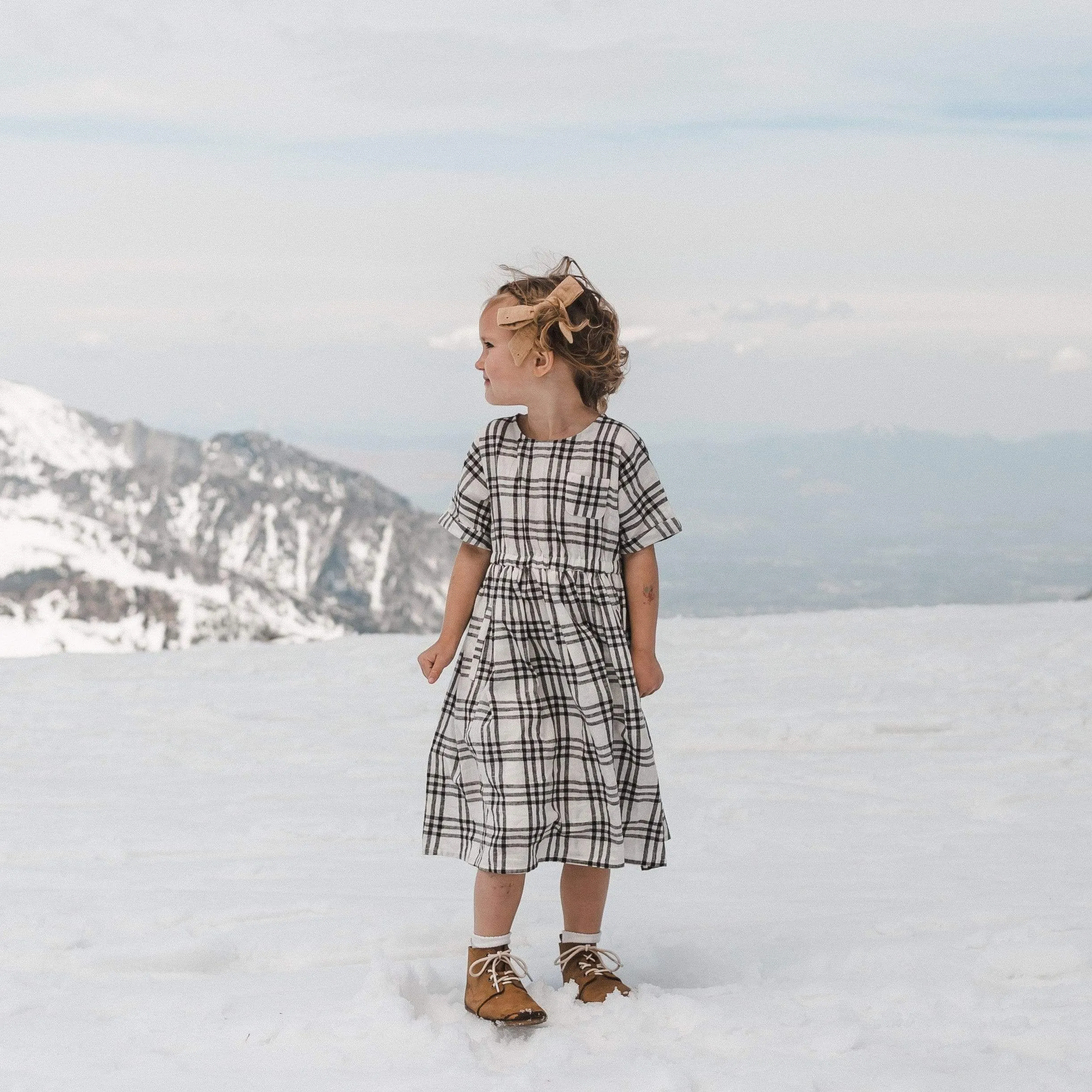 Rylee and Cru Ivory Check Kat Girls Dress