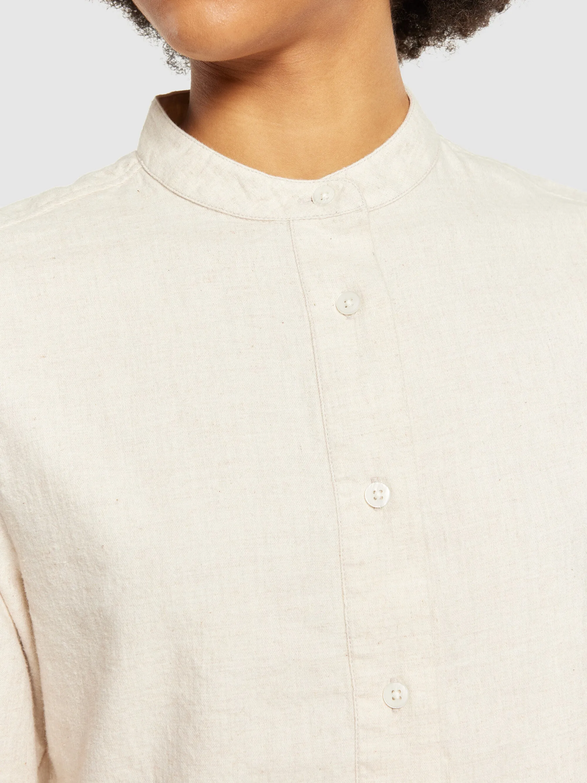 Solid flannel tunic shirt - GOTS/Vegan - Greige