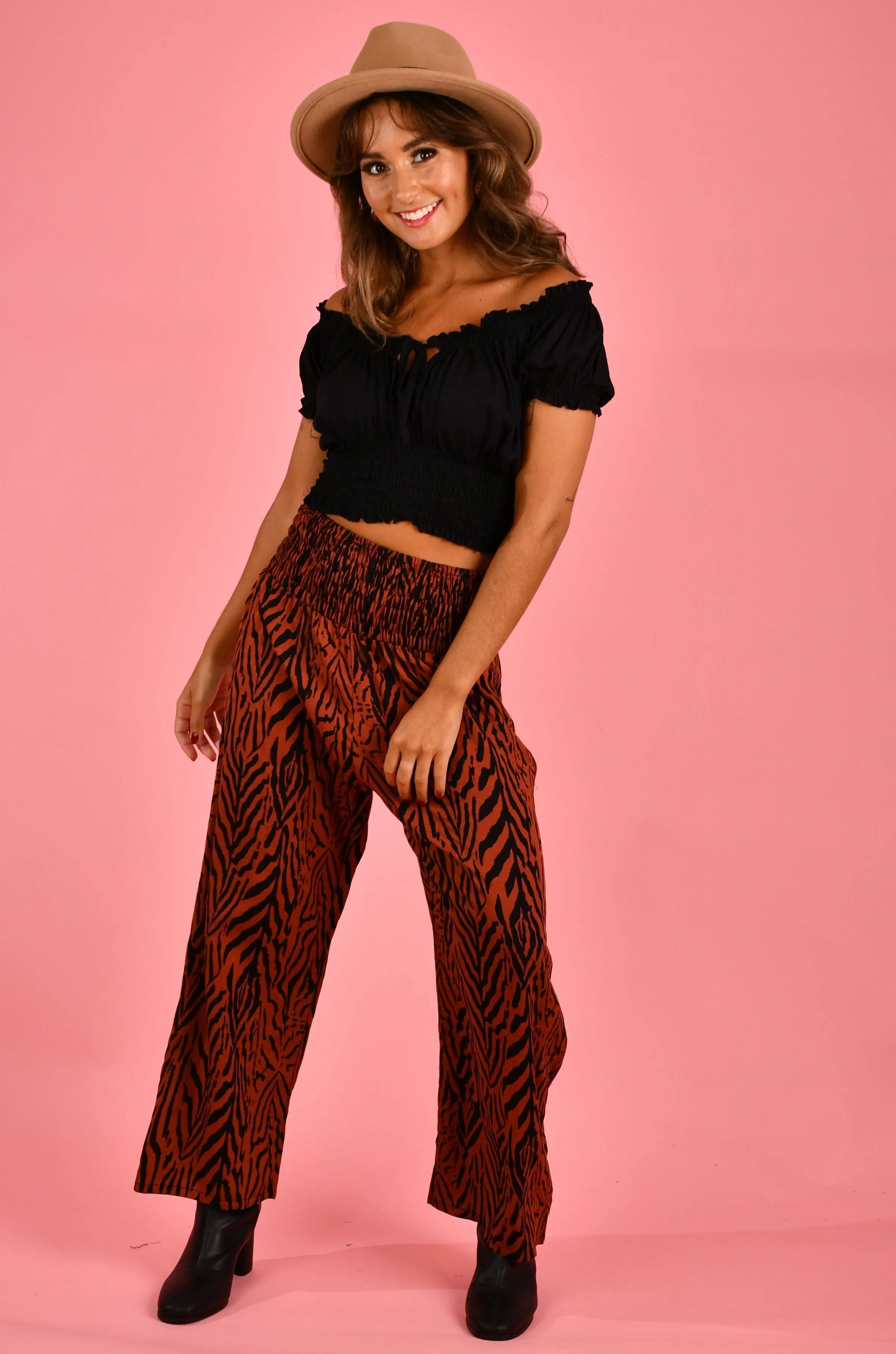 VGLP067 - LONG ROUCHED PANTS - ZEBRA RUST