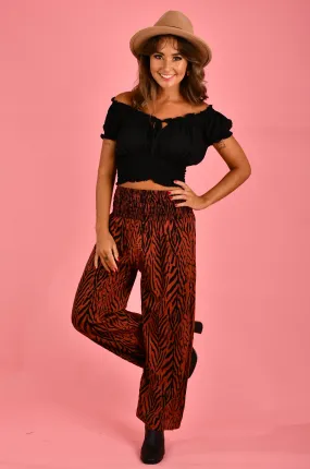 VGLP067 - LONG ROUCHED PANTS - ZEBRA RUST